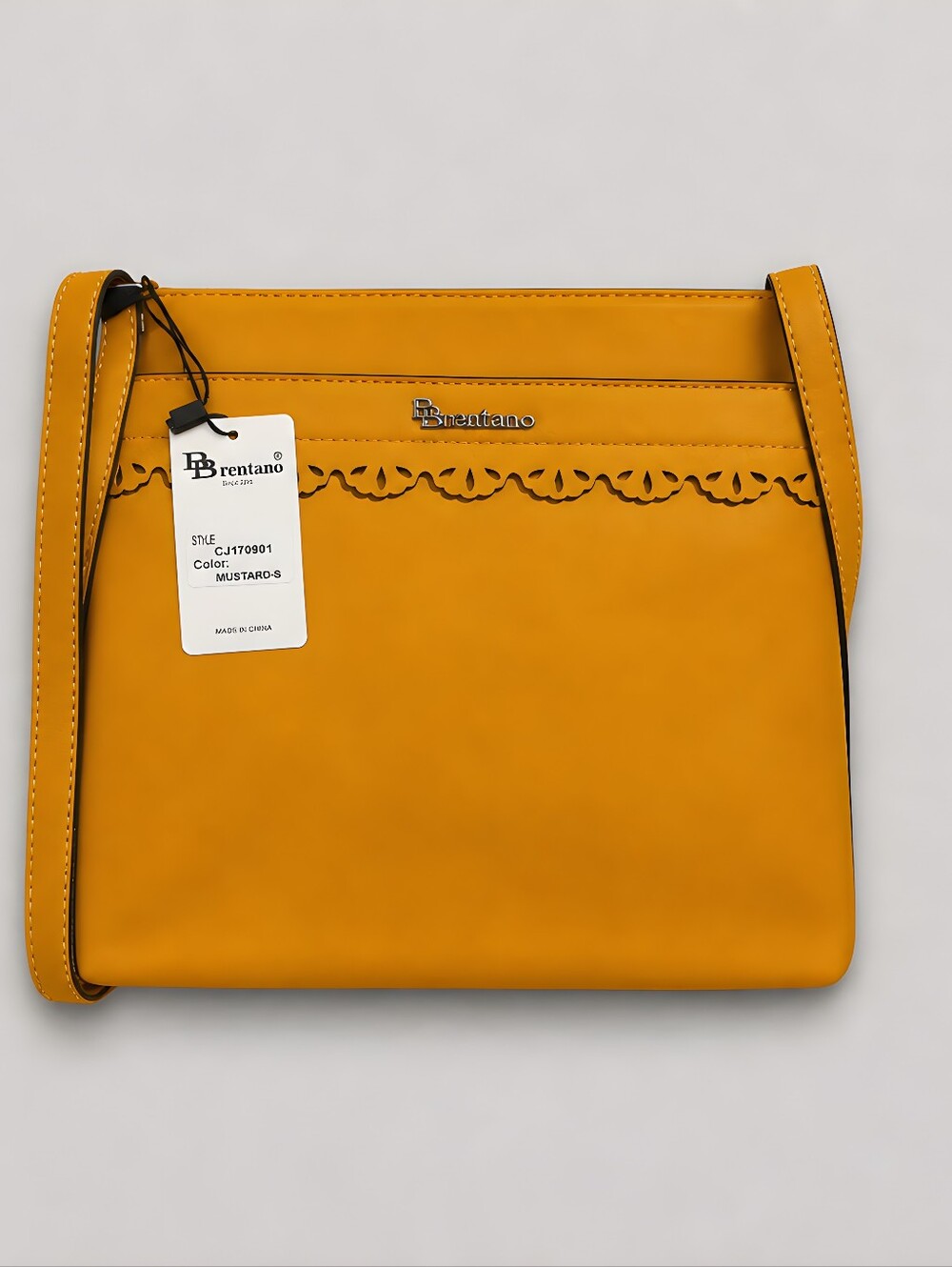 Brentano Mustard Scalloped Crossbody Bag for Women